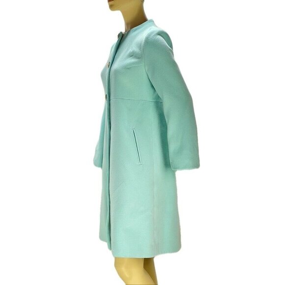 Jolie Brown Womens Long Turquoise Wool Blend Coat  Button Closure & Lined  Size - Picture 4 of 12